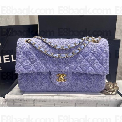 CHANEL Wool Tweed & Gold-Tone Metal purple Classic 11.12 Handbag 2024 