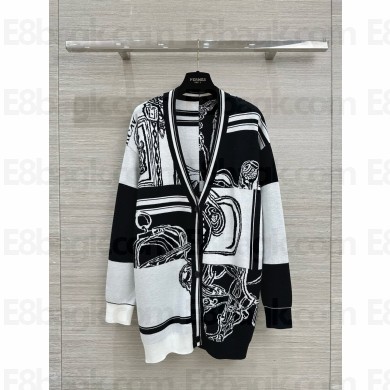 hermes black/white cashmere cardigan 2024 