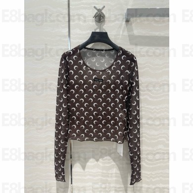 Marine Serre Women's black Crescent Moon Mesh Top 2024 