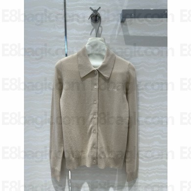 MIU MIU Cashmere Knit Logo Cardigan gray 2024
