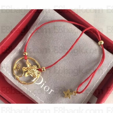 Dior Diorelita Bracelet Red Cord/Gold Bloom 2018