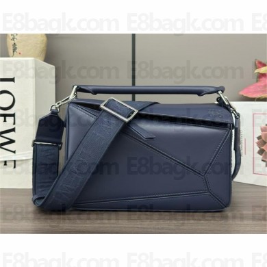 LOEWE Small Puzzle bag in satin calfskin Abyss Blue 2024