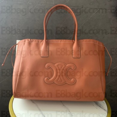 celine cabas drawstring cuir triomphe in Smooth Calfskin Tan 
