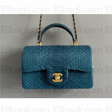 Chanel Mini Flap Bag with Top Handle in python leather AS2431 01 2024