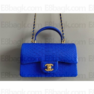 Chanel Mini Flap Bag with Top Handle in python leather AS2431 05 2024
