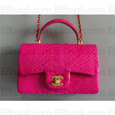Chanel Mini Flap Bag with Top Handle in python leather AS2431 07 2024