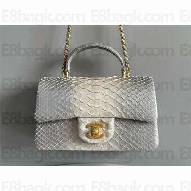 Chanel Mini Flap Bag with Top Handle in python leather AS2431 19 2024