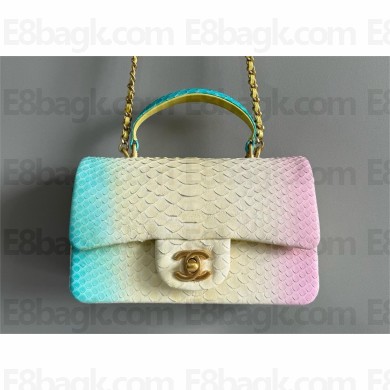 Chanel Mini Flap Bag with Top Handle in python leather AS2431 20 2024