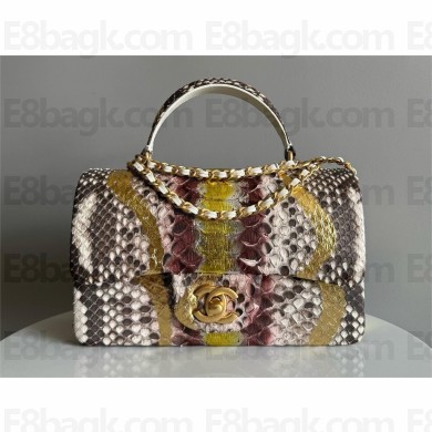 Chanel Mini Flap Bag with Top Handle in python leather AS2431 25 2024