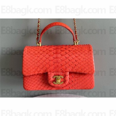 Chanel Mini Flap Bag with Top Handle in python leather AS2431 09 2024