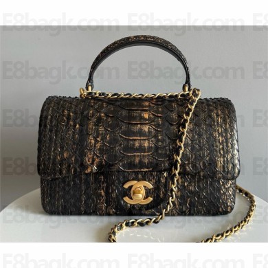 Chanel Mini Flap Bag with Top Handle in python leather AS2431 30 2024