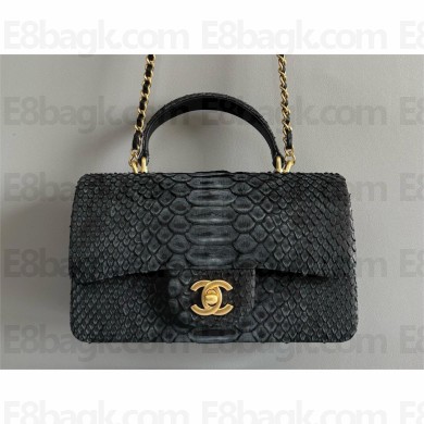 Chanel Mini Flap Bag with Top Handle in python leather AS2431 10 2024