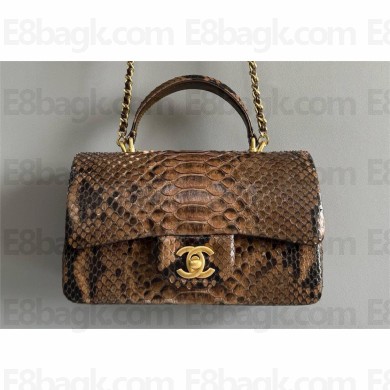 Chanel Mini Flap Bag with Top Handle in python leather AS2431 12 2024