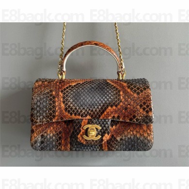 Chanel Mini Flap Bag with Top Handle in python leather AS2431 13 2024