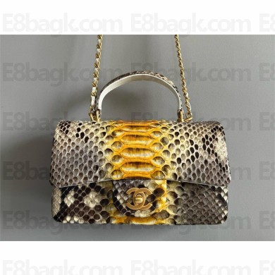 Chanel Mini Flap Bag with Top Handle in python leather AS2431 18 2024