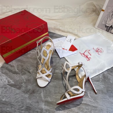 Christian Louboutin double L sandals in patent leather white 2020