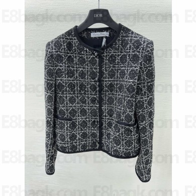 DIOR Black and White Technical Cotton Tweed JACKET 2024