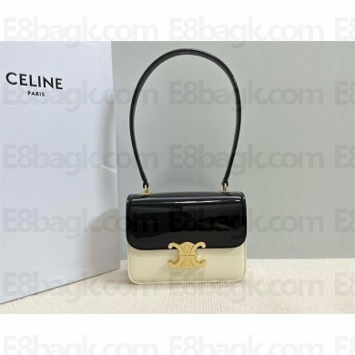 CELINE TEEN GARANCE bag in PATENT CALFSKIN BLACK/WHITE 2024
