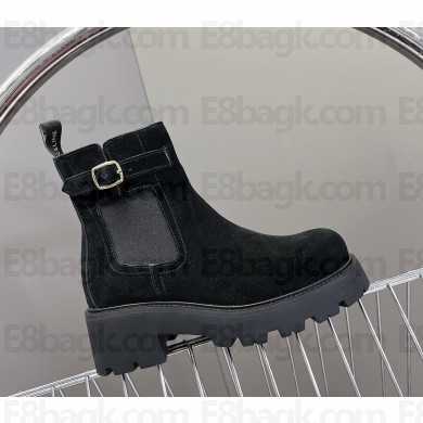 Celine Bulky ankle Boots In suede leather Black 1031-2024