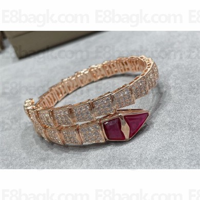 BVLGARI DIAMONDS Serpenti Viper bracelet PINK GOLD/RED 