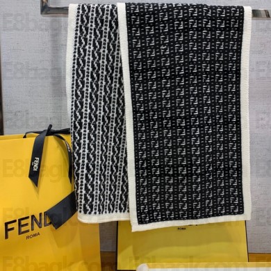 FENDI BLACK cashmere FF MOTIF SCARF 2022