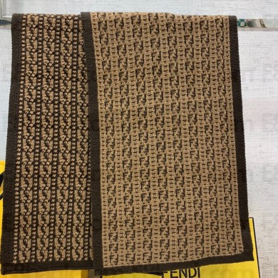 FENDI Brown cashmere FF MOTIF SCARF 2022