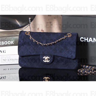 Chanel 1112 MEDIUM flap bag in suede leather navy blue 2024
