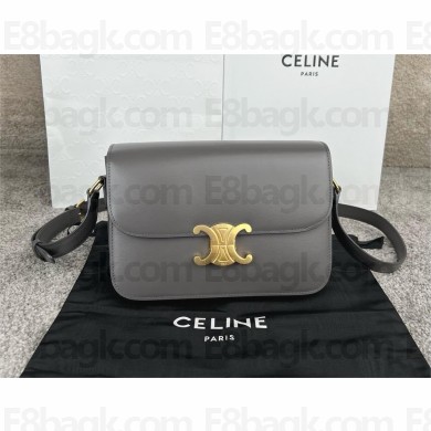 CELINE Classique Triomphe Bag in shiny calfskin ANTHRACITE 2024