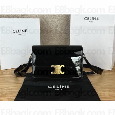 CELINE Classique Triomphe Bag in patent leather BLACK/GOLD 2024