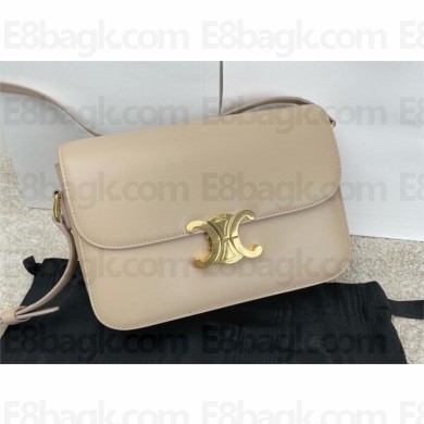 CELINE Classique Triomphe Bag in shiny calfskin LIGHT STONE 2024