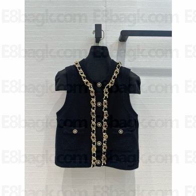 Chanel Cashmere, metal & calfskin Black & Gold VEST P77589 2024