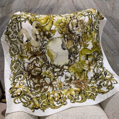 DIOR Gold-Tone Silk Twill Le Monde Square Scarf 2022