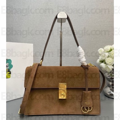 Prada Soft Sound suede shoulder bag 1BN023 Caramel 2024