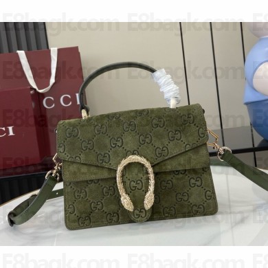 Gucci Dionysus mini top handle bag 813400 green GG suede 2024