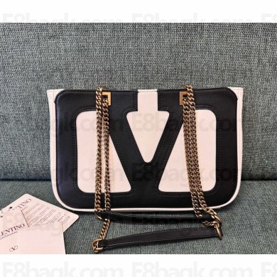 VALENTINO GARAVANI VIVA SUPERSTAR SMALL NAPPA LEATHER SHOPPING BAG IVORY/BLACK 2025