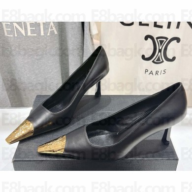 Saint Laurent Jeanne leather pumps black heel 6.5cm 2025