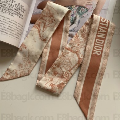 Dior Ivory and pink Silk Twill Toile de Jouy Sauvage Mitzah Scarf 2022
