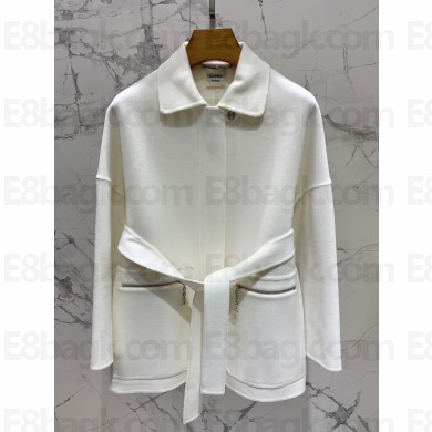 hermes cashmere coat white WITH TWO POCKETS 2023