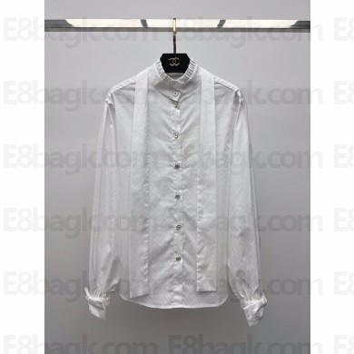 CHANEL white cotton shirt 2024 SPRING