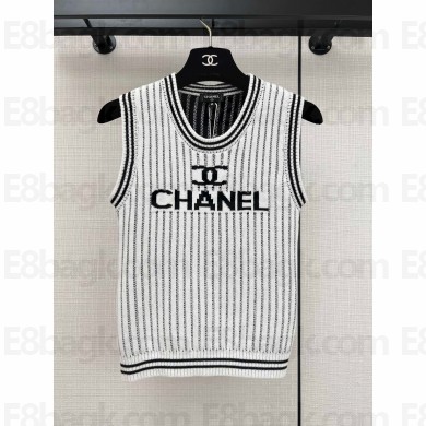 CHANEL white striped vest 2024 SPRING