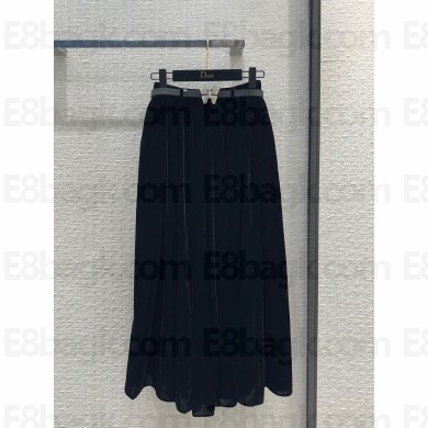 dior Black Velvet Flared Mid-Length Skirt 2023