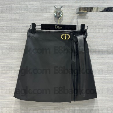 dior Black Lambskin Skort with 'CD' Buckle 2023