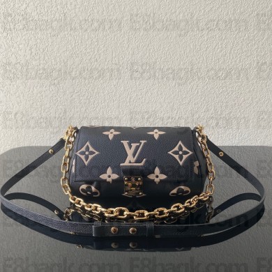 LOUIS VUITTON favorite BLACK/BEIGE monogram empreinte leather SHOULDER BAG M45859