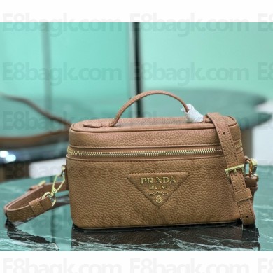 Prada Leather Beauty Case Black 1BH202 Caramel 2024