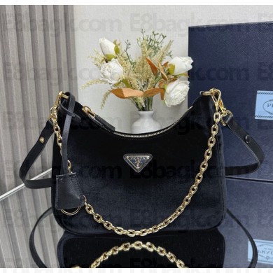 Prada Re-Edition velvet mini-bag 1BC204 black 2024