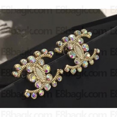 Chanel CC Multicolor Crystal Stud Earrings 2018