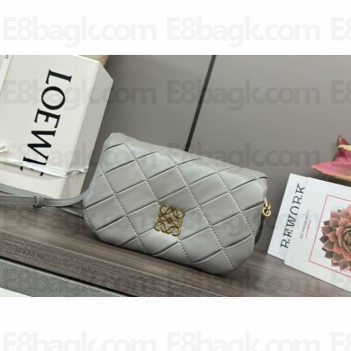 Loewe Puffer Goya mini pleated leather shoulder bag in grey 062465 2024