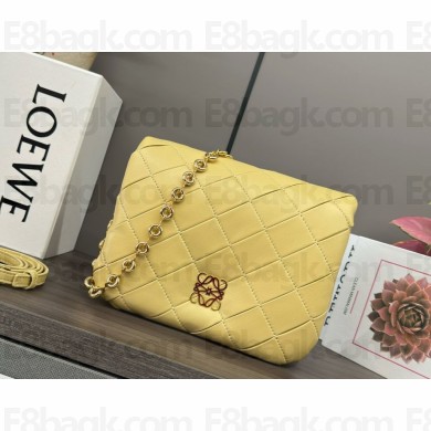 Loewe Puffer Goya mini pleated leather shoulder bag in yellow 062466 2024