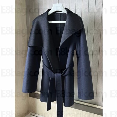 hermes cashmere coat NAVY/BLACK 2024 FW