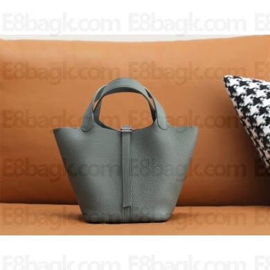 Hermes Picotin Lock Bag in original togo leather vert amande with silver hardware(handmade)